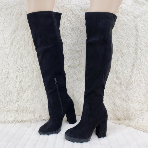 Mata Shoes - Size 10 Boardwalk  Vegan Suede Over The Knee 4" Chunky Heel Boots Brand New